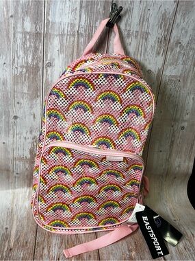 Kids' Pink Rainbow Mesh Backpack